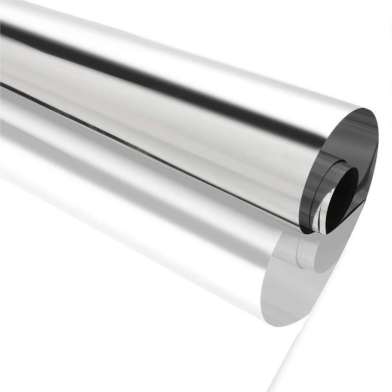 Kinsolar Reflective Window Film One Way Mirror Daytime Privacy Adhesive Glass Film Heat Control Anti UV for Home and Office, 35.4Inch x 16.5Feet, Silver - Image 1